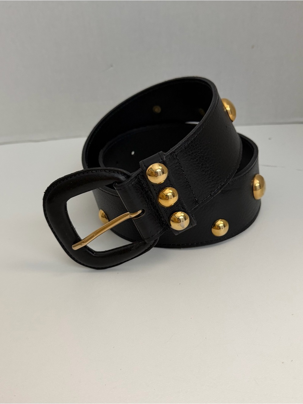 Vintage Patricia Green Belt Wide Grommet Stud Cosplay Black Gold 80’s 90’s USA